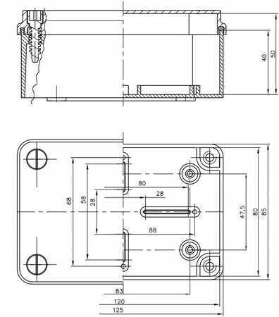 Hermetische Aufputz-Installationsdose S-BOX 216C 120x80x50 IP65 PAWBOL