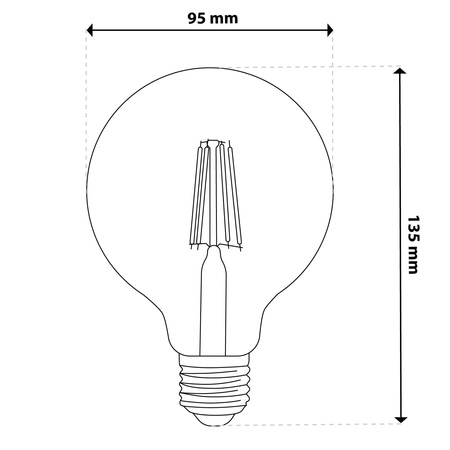 3x LED-Lampe E27 Globe G95 4W = 40W 470LM 2000K warmweiß 360° Amber Filament LUMILED