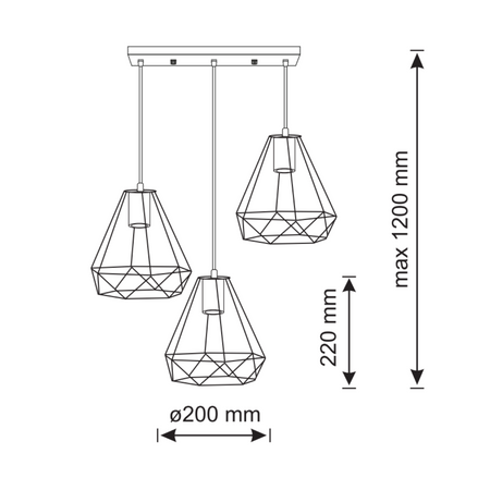VIGO P IL MIO geometrische Drahthängelampe ZWIS im Loft-Stil 3xE27 GOLDLUX (Polux)