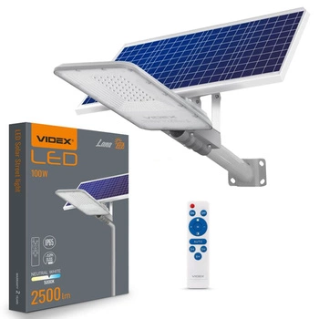 LED Solarstrahler 50x LED 100W 2500lm 5000K IP65 VIDEX Dämmerungssensor mit Fernbedienung