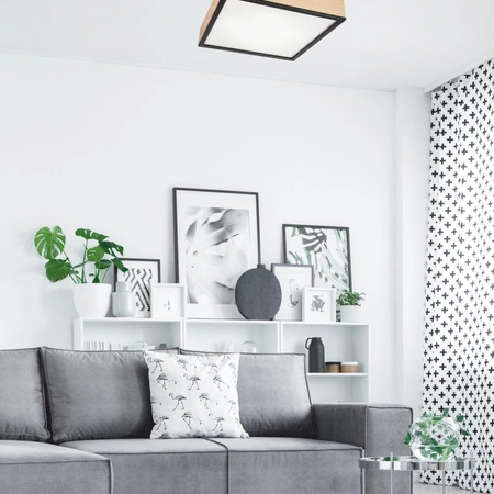 Plafond LED-Deckenleuchte SANTIAGO 4xE27 Quadratisch aus Holz LD-PD-9.6 Lamkur