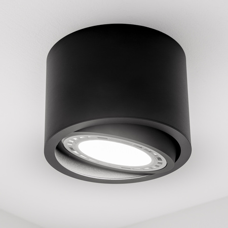 Halogen-Aufbauleuchte GU10, AR111 Aufbauspot 100mm beweglich Runde Tube Schwarz TELES LUMILED