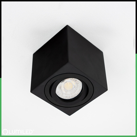 Halogen-Aufbauleuchte GU10, Aufbauspot Quadrat beweglich Schwarz AMAT-M LUMILED