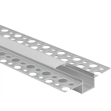 Aluminiumprofil Unterputz für LED Einbau für Gipskarton Platten 1m mit opalem Lampenschirm und Ecolight-Endkappen