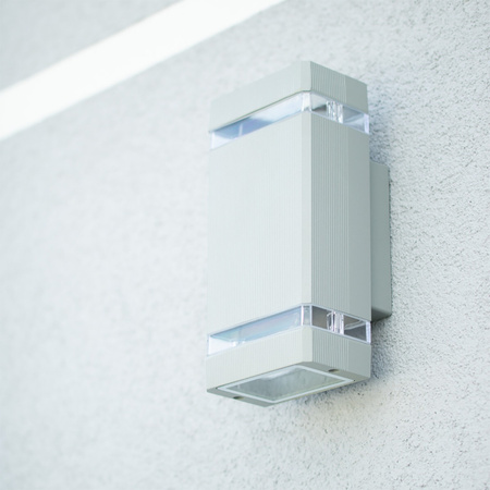 Doppelte Masterled HANA LED-Fassaden-Gartenwandleuchte 2xGU10 ALUMINIUM grau IP54