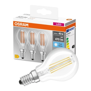 3x LED Lampen E14 P45 4W = 40W 470lm 4000K Neutral 320° OSRAM-Sockelfilament