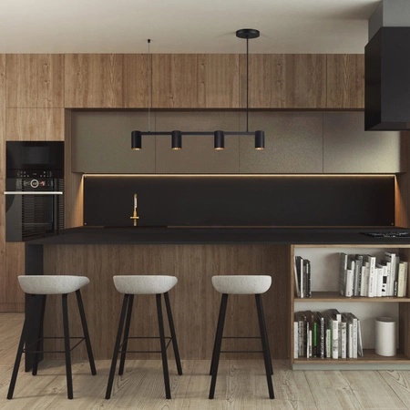 Hängelampe 4x GU10 Schwarz Gold MARIBEL Sanico Goldlux