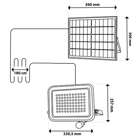 Solar LED Halogenstrahler 300W Gartenlampe 4000K IP65 PIR Bewegungsmelder + Fernbedienung FULGOR LUMILED