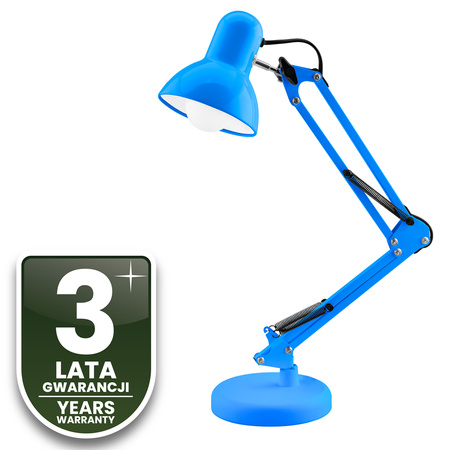 Schreibtischlampe E27, Zeichentisch-Schreibtischlampe mit Tischklemme Blau TOBI LUMILED