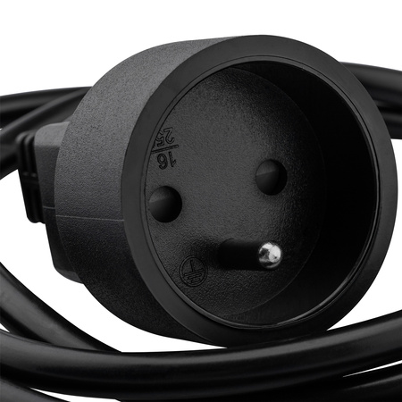 Stromverlängerungskabel Stecker - Steckdose mit Erdung 3m 3x1,5mm 16A Schwarz ECOLIGHT