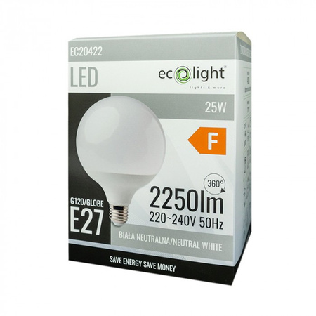 LED-Lampe Sphere G120 E27 25W 2250lm 4000K Neutral Ecolight