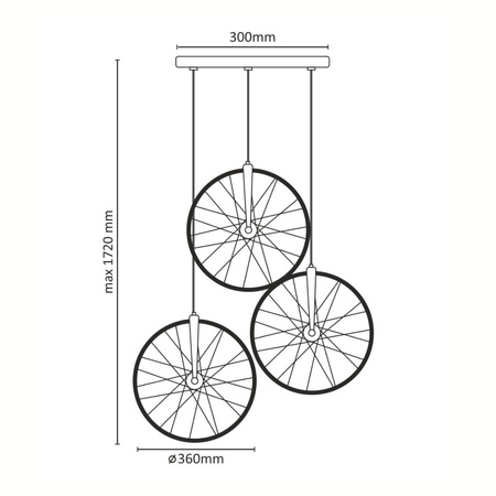 Ikonische hängende LED-DECKENLEUCHTE 3x BICYKL 33W 3000K Chrom GOLDLUX (Polux)