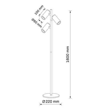 Stehleuchte Stehend 3x GU10 Schwarz Gold MARIBEL Sanico Goldlux
