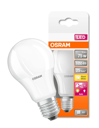 E27 A60 LED Leuchtmittel 10W = 75W 1055lm 2700K Wärme 240° OSRAM Star Dämmerungssensor