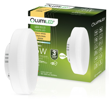 LED-Lampe GX53 12W = 75W 1100lm 3000K Warm 120° LUMILED