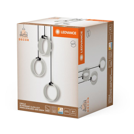 LED 20W Dekorative Hängende Deckenlampe 1300lm 3000K - 4200K - 6500K CCT Schwarz Dekor Ledvance