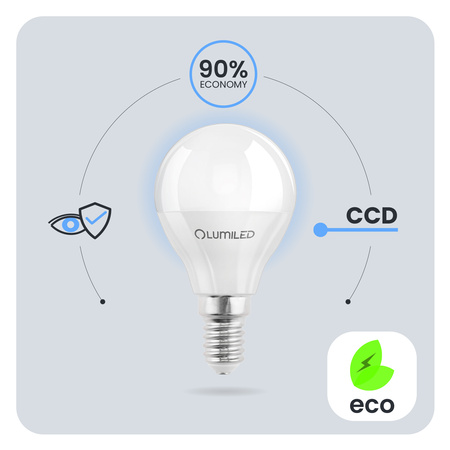 6x LED Lampen E14, Glühbirne P45 Kugeln 10W = 75W 990lm 180° 3000K warm LUMILED