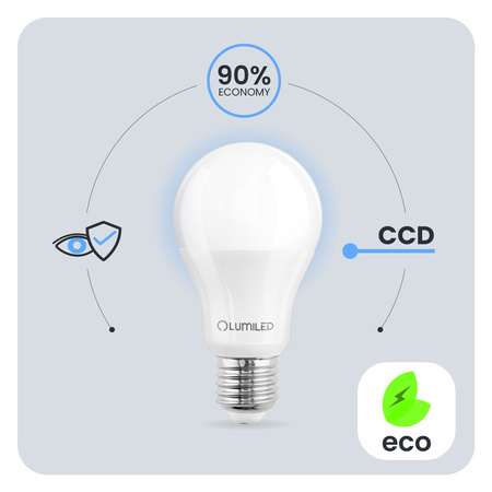 6x LED-Lampe E27 A60 10W = 75W 1100lm 6500K kaltweiß 260° LUMILED