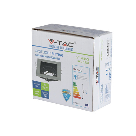 Deckenleuchte Unterputzmontage GU10 quadratisch satiniertes Nickel VT-781 V-TAC