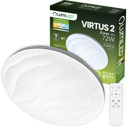 Plafond LED-Anbauleuchte VIRTUS2 72W IP44 CCT Weiß Rund 50cm + LUMILED PILOT