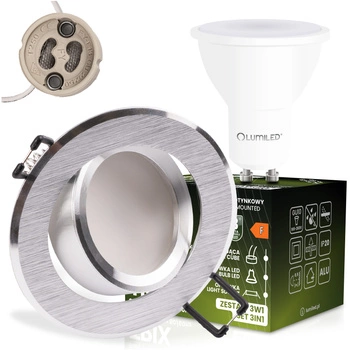 TRIX 3in1 GU10 6W 4000K Gebürstetes Silber LUMILED runde Halogen-Einbauleuchte