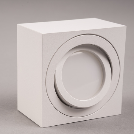 Halogen-Aufbauleuchte GU10, Aufbauspot 50mm beweglich Quadrat Weiß+LED-Einsatz 7W 3000K AMAT-S LUMILED