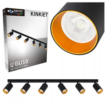 ERIS SPOT Deckenleuchte Reflektor Halogenleuchte 6xGU10 Schwarz und Gold