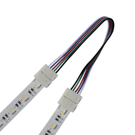 Steckverbinder für RGBW-LED-Streifen Winkelflexibel doppelseitig 5pin 12mm Weiß Sanico Goldlux