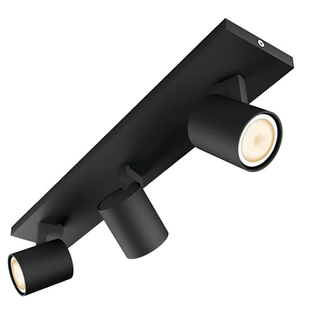 LED Spot Runner Deckenleuchte Schwarz 3x 4.2W CCT PHILIPS HUE Bluetooth Zigbee + Dimmschalter