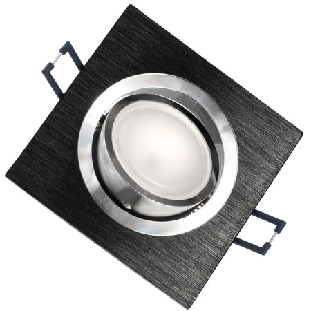 Einbaustrahler GU10,  Einbauspot HALOGEN Quadrat beweglich gebürstet Schwarz LUMILED