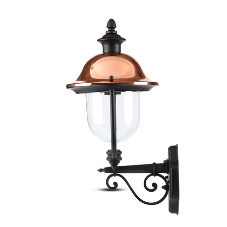 Gartenfassadenleuchte E27 Wandleuchte Transparent Mattschwarz Schirm VT-853 V-TAC