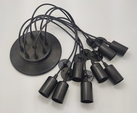 Pendelleuchte mit 8x E27-Sockeln einstellbare, Hängelampe Schwarz mit 8-fach Pendel Spinne Arane LUMILED