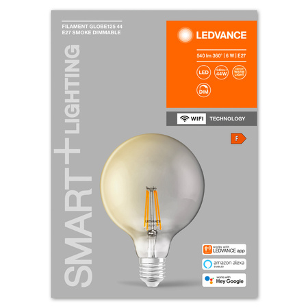 E27 G125 LED Lampen 6W = 44W 2500K Warm 540lm 300° LEDVANCE SMART+ WIFI Filament Dimmbar