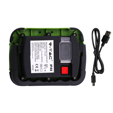 LED Fluter 20W 1400lm 6400K IP44 Grün+Schwarz USB wiederaufladbar mit SOS-Funktion Samsung Chip VT-20-R V-TAC
