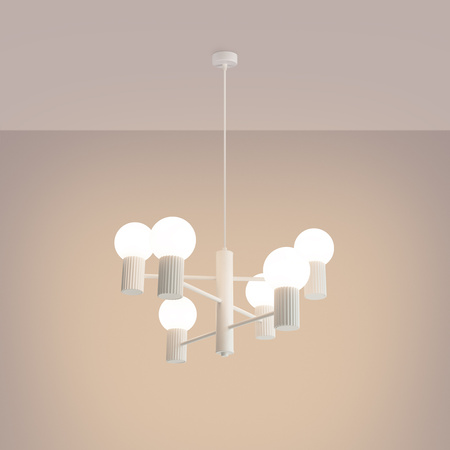 Kronleuchter Pendelleuchte 6x G9 Aluminium Weiß Halo French Sky SL.1829 Sollux