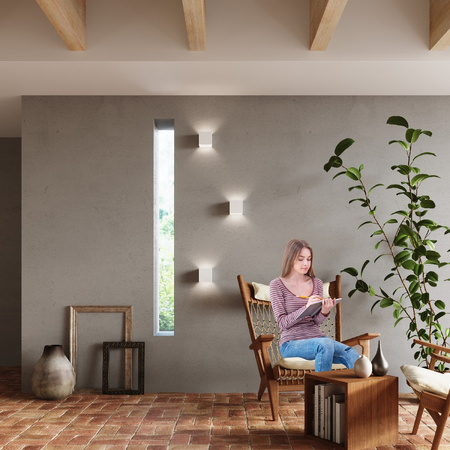 Außenanbauleuchte LUCA LED 6W 3000K IP54 Wandleuchte oben/unten Würfel weiß SOLLUX