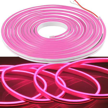 NEON Strip Flexibler LED Streifen 12V 27W Rosa IP65 12mm 5m