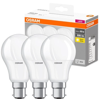 3x LED Lampe B22d A60 8,5W = 60W 806lm 2700K Warm 360° OSRAM