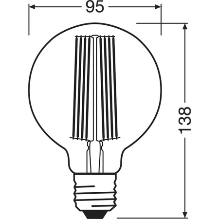 Dekorative Leuchtmittel E27 G95 8,8W = 60W 806lm 2200K Warm 320° Filament dimmbar OSRAM Vintage 1906