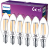Set mit 6 LED-Kerzenlampen E14 B35 4,3 W = 40 W, 470 lm, 2700 K, warmes Filament PHILIPS