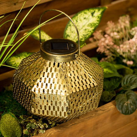 LED-Solarlampe Laterne Garten Glühfaden LATERNE hängend Metall Kupfer