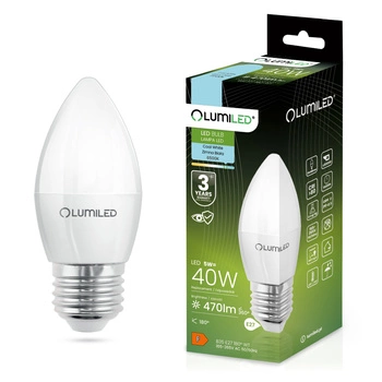 LED Lampen E27, Glühbirne B35 5W = 40W 470lm 180° 6500K kalt LUMILED