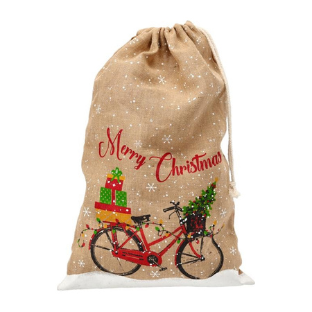 Jute Weihnachtsfahrrad und Schneeflocke Weihnachtsgeschenk Tasche