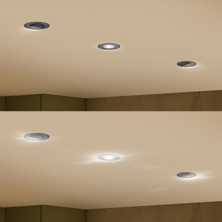 3x LED-Einbauleuchte 5W 550lm 4000lm Neutral Neutral Moving Round Black Dimmbar 3-STEP SceneSwitch Cilantro Philips