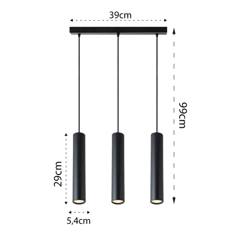 KEON Ceiling Pendelleuchte 3xGU10 Verstellbare Röhre Schwarz MASTERLED