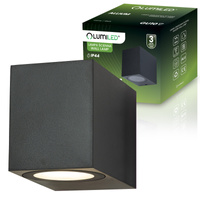 Wandleuchte Außen GU10, Garten-Wandleuchte Schwarz Quadratisch ALLIUM LUMILED