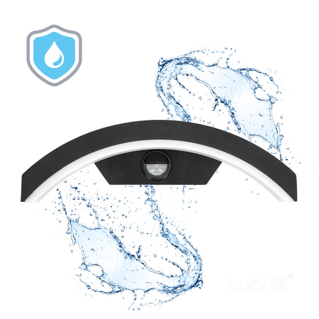 LED-Wandleuchte für Außenbereich 10W 700lm 4000K Neutral mit Bewegungs- und Dämmerungssensor IP54 Schwarz Ome Kobi