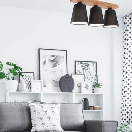 LULA Deckenleuchte 3xE27 Eiche Schwarz LM-3.200 Lamkur