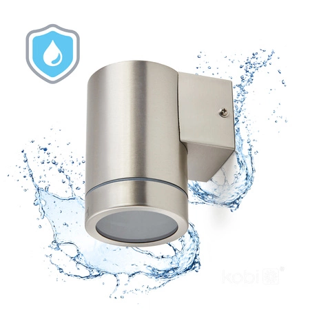 Gartenleuchte LED Wandleuchte QUAZAR 16 GU10 IP44 KOBI ALUMINIUM CHROM