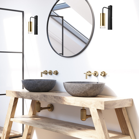 Wandleuchte DIEGO E27 Schwarz Gold KM-1.124 Lamkur